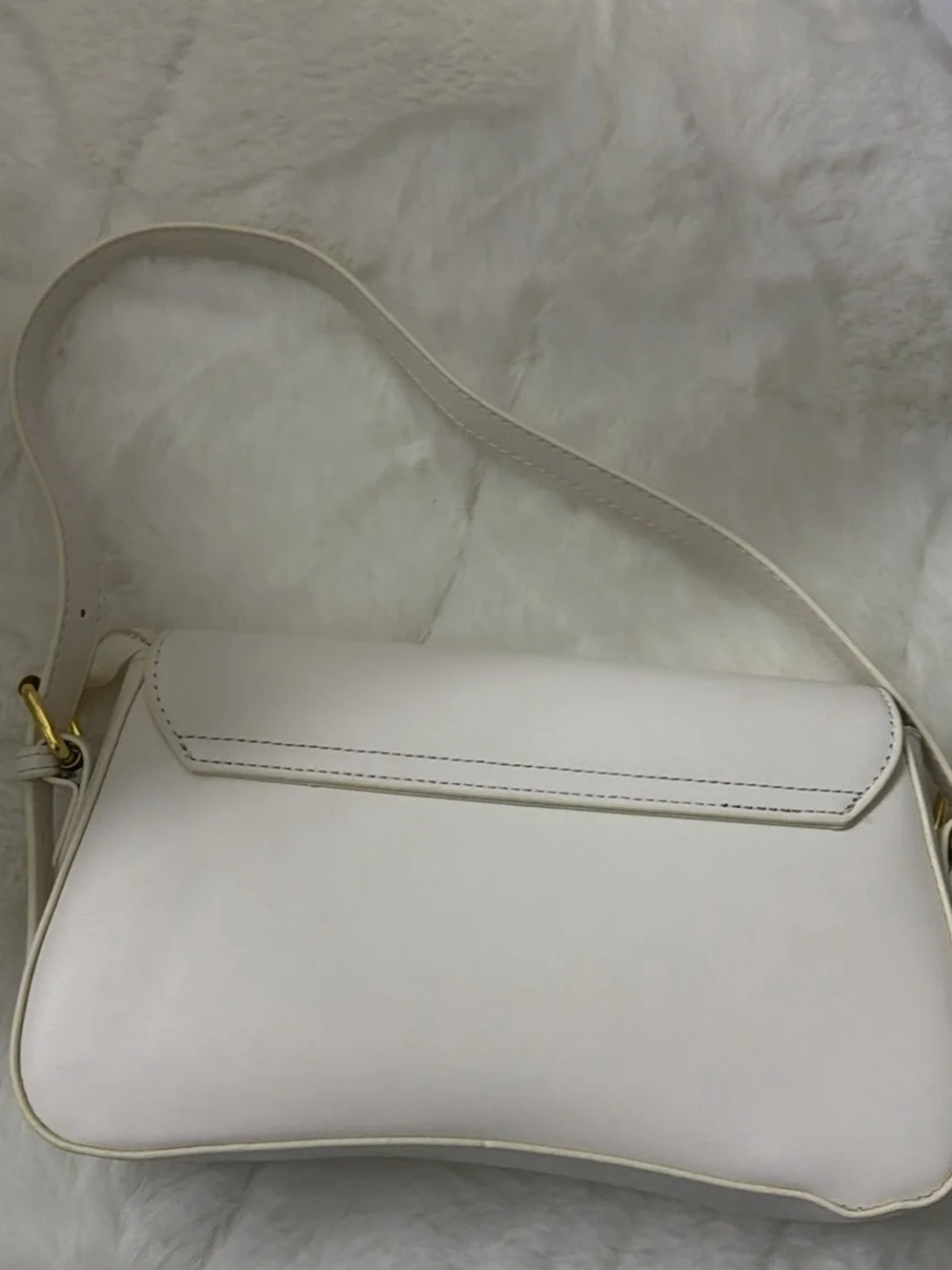 Elegant Cream Curved-Flap Shoulder Bag